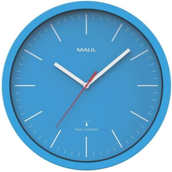 Wanduhr Mauljump 30,5cm Funkuhr hellblau