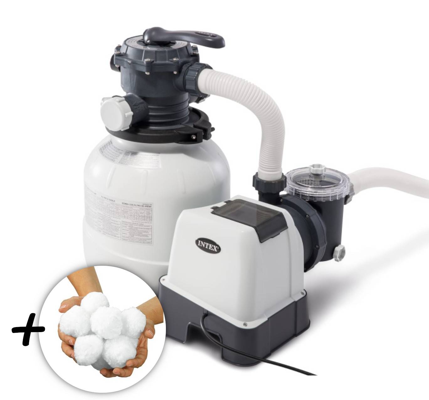 INTEX 26646GS - Sandfilterpumpe (7,9m³l/hr, bis 32m³ Pool) + Filterkugeln 700g