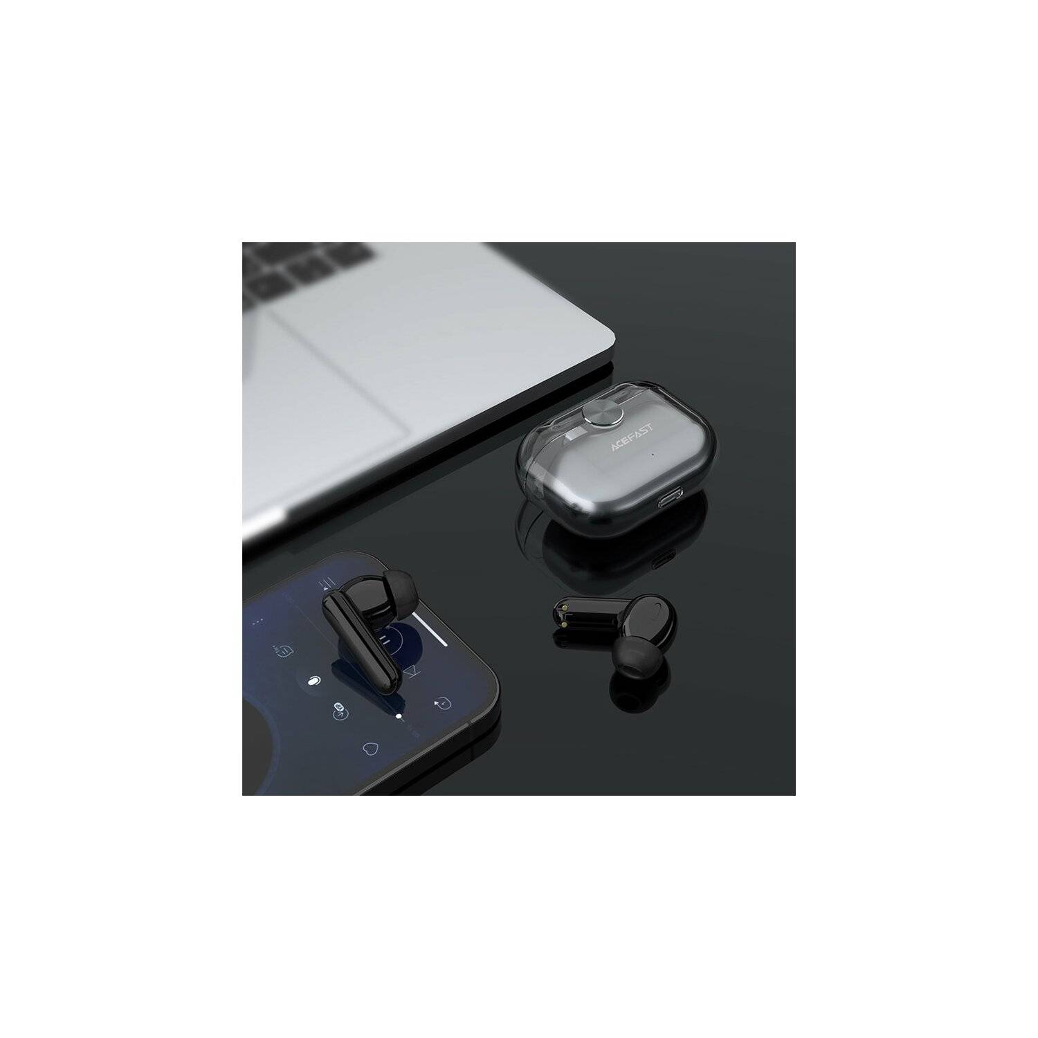 Acefast In-Ear-Kopfhörer TWS Headset Bluetooth 5.2, cVc 8.0, aptX, wasserdicht IPX7 schwarz