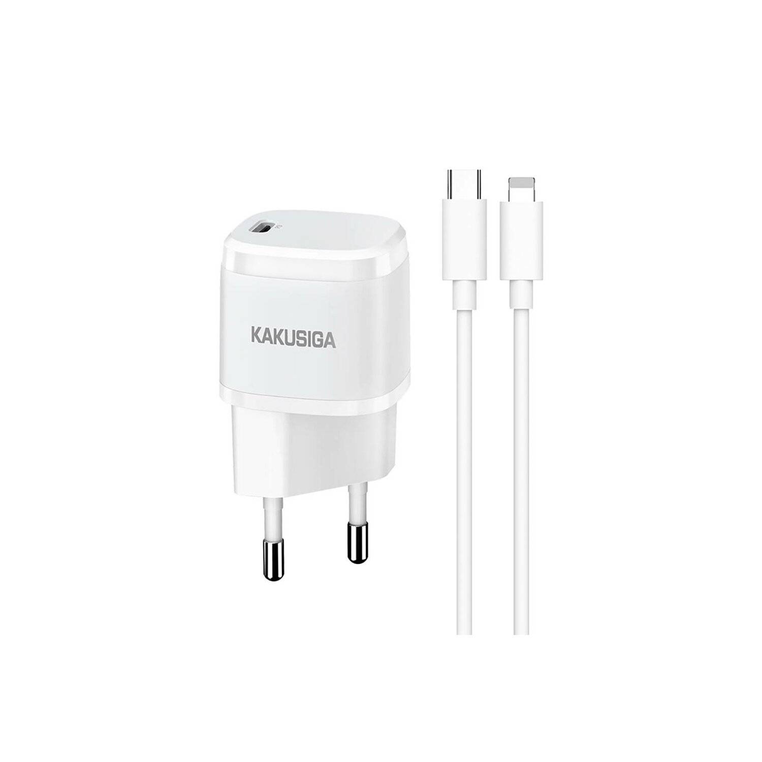 KAKU USB-C PD 20W 3A Ladegerät Ladeadapter Quick Charge 3.0 + Kabel TYP C zu IPHONE weiß