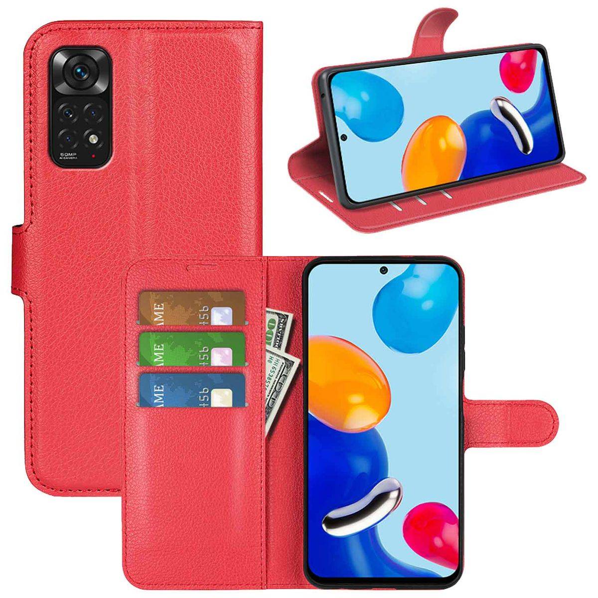 Für Xiaomi Redmi Note 11S / Note 11 4G Handy Tasche Wallet Premium Schutz Hülle Case Cover Etuis Neu Zubehör Rot