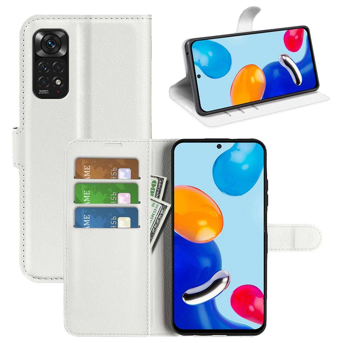 Für Xiaomi Redmi Note 11S / Note 11 4G Handy Tasche Wallet Premium Schutz Hülle Case Cover Etuis Neu Zubehör Weiß