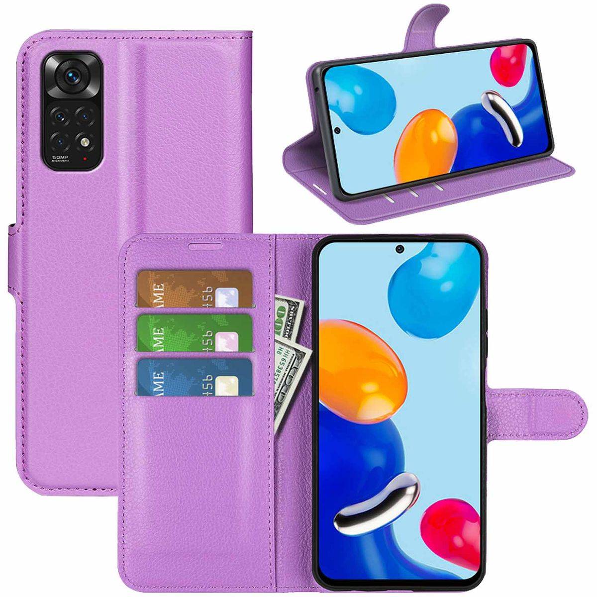 Für Xiaomi Redmi Note 11S / Note 11 4G Handy Tasche Wallet Premium Schutz Hülle Case Cover Etuis Neu Zubehör Lila