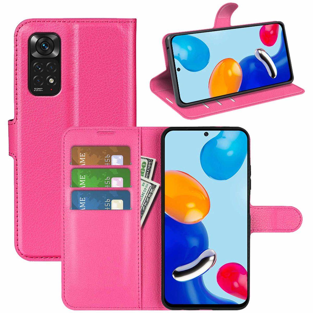 Für Xiaomi Redmi Note 11S / Note 11 4G Handy Tasche Wallet Premium Schutz Hülle Case Cover Etuis Neu Zubehör Pink