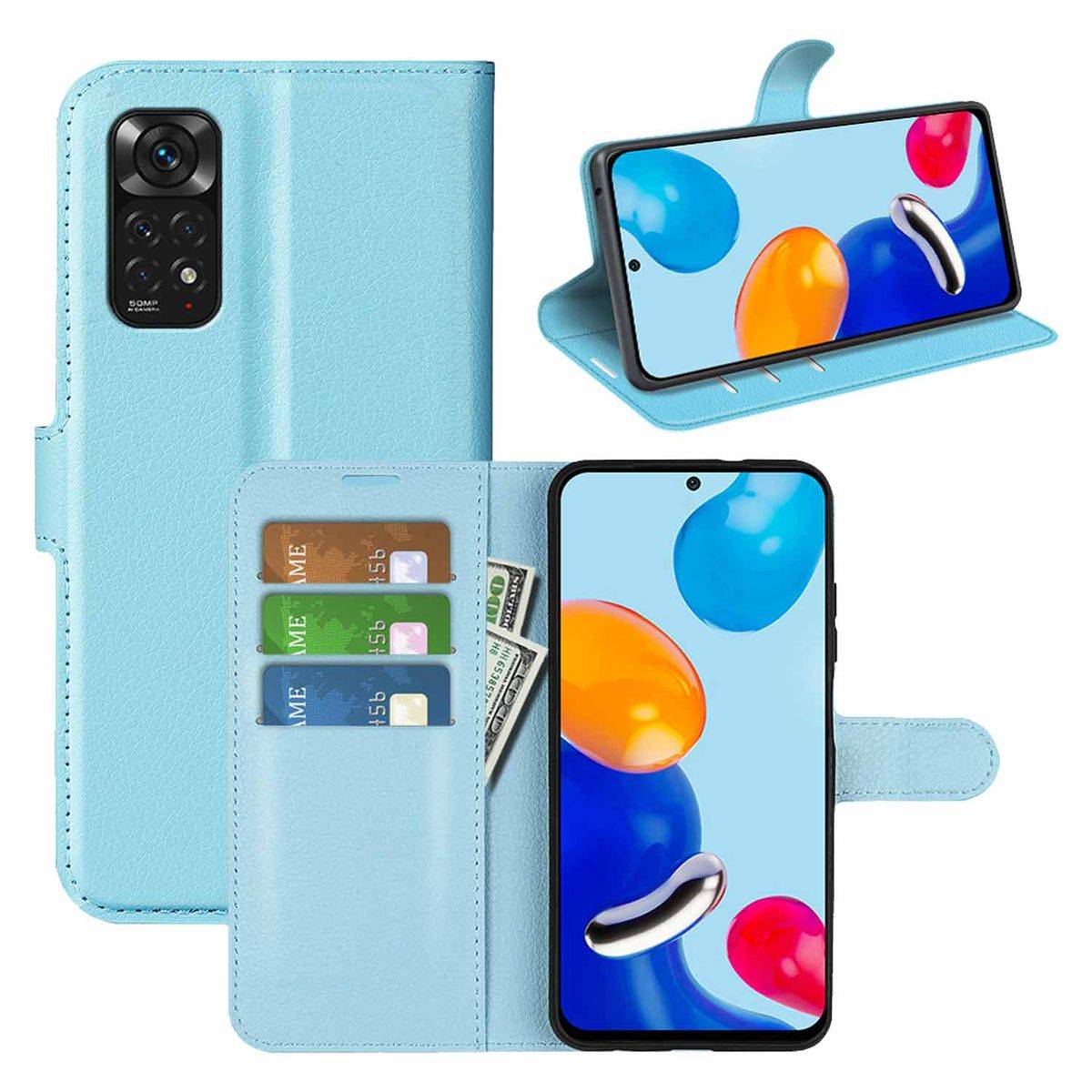 Für Xiaomi Redmi Note 11S / Note 11 4G Handy Tasche Wallet Premium Schutz Hülle Case Cover Etuis Neu Zubehör Blau
