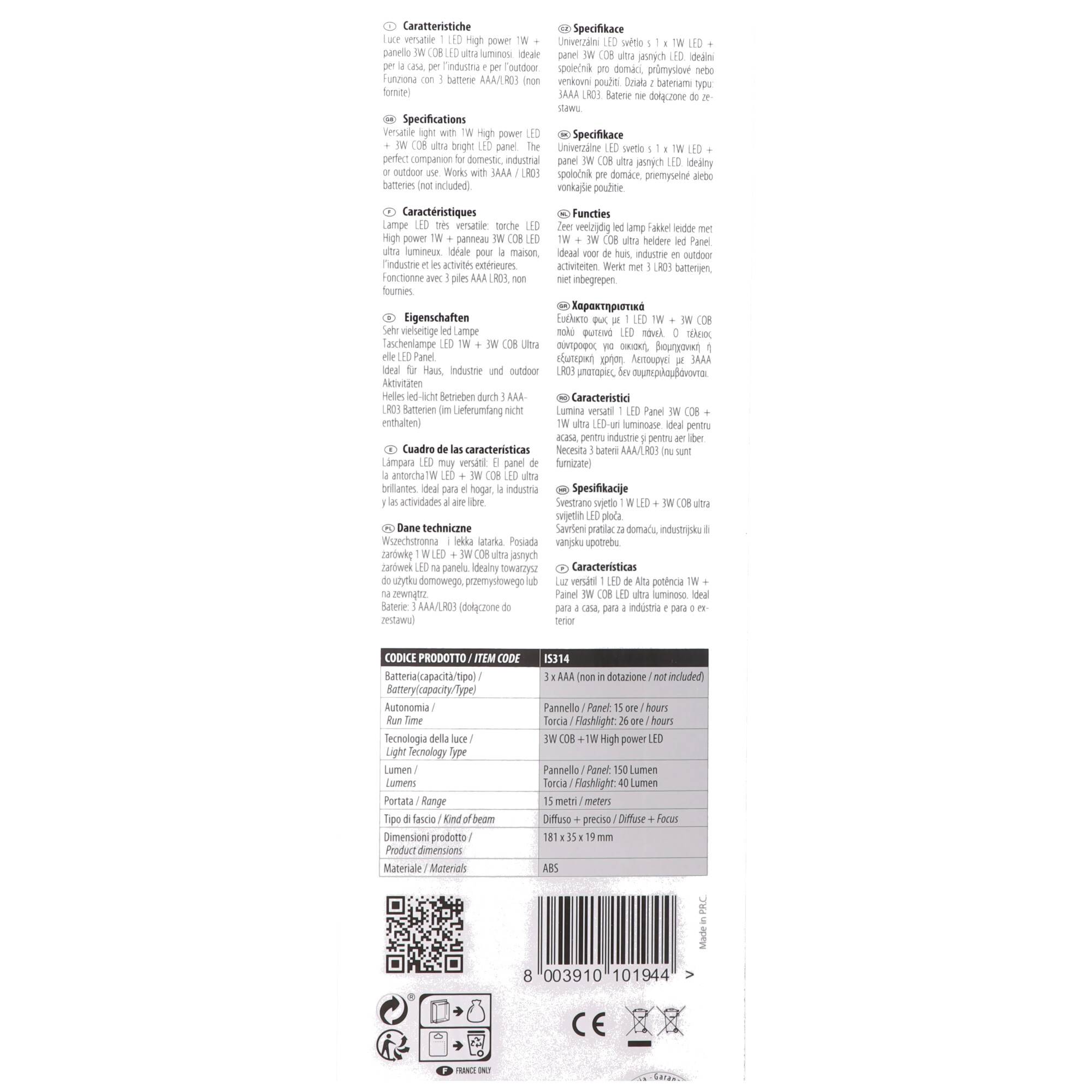 LED-Taschenlampe 1 Watt, COB 3 Watt, batteriebetriebene 2in1 Arbeitsleuchte, mit Magnet und Clip, inklusive Batterien