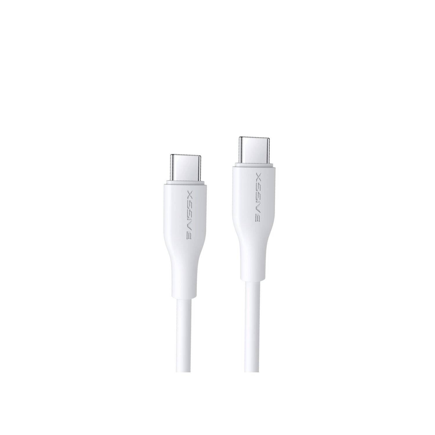 Xssive 65W 1 Meter USB-C zu USB-C Datenkabel 2.4A Schnell-Ladekabel Lade- und Synchronisationskabel weiß
