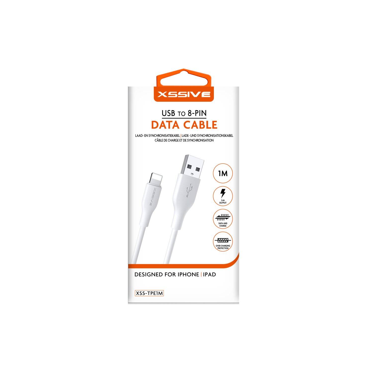 Xssive 2.4A 1 Meter iPhone Datenkabel 2.4A USB zu iPhone Schnell-Ladekabel Lade- und Synchronisationskabel weiß