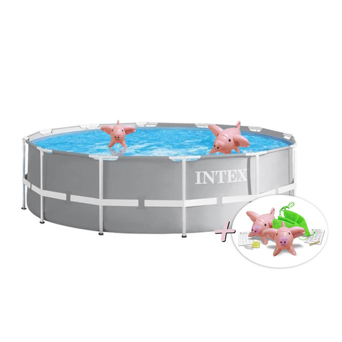 INTEX 26710NP - PrismFrame Pool 366x76cm 6503 Liter + aufblasbare Schwimmtiere