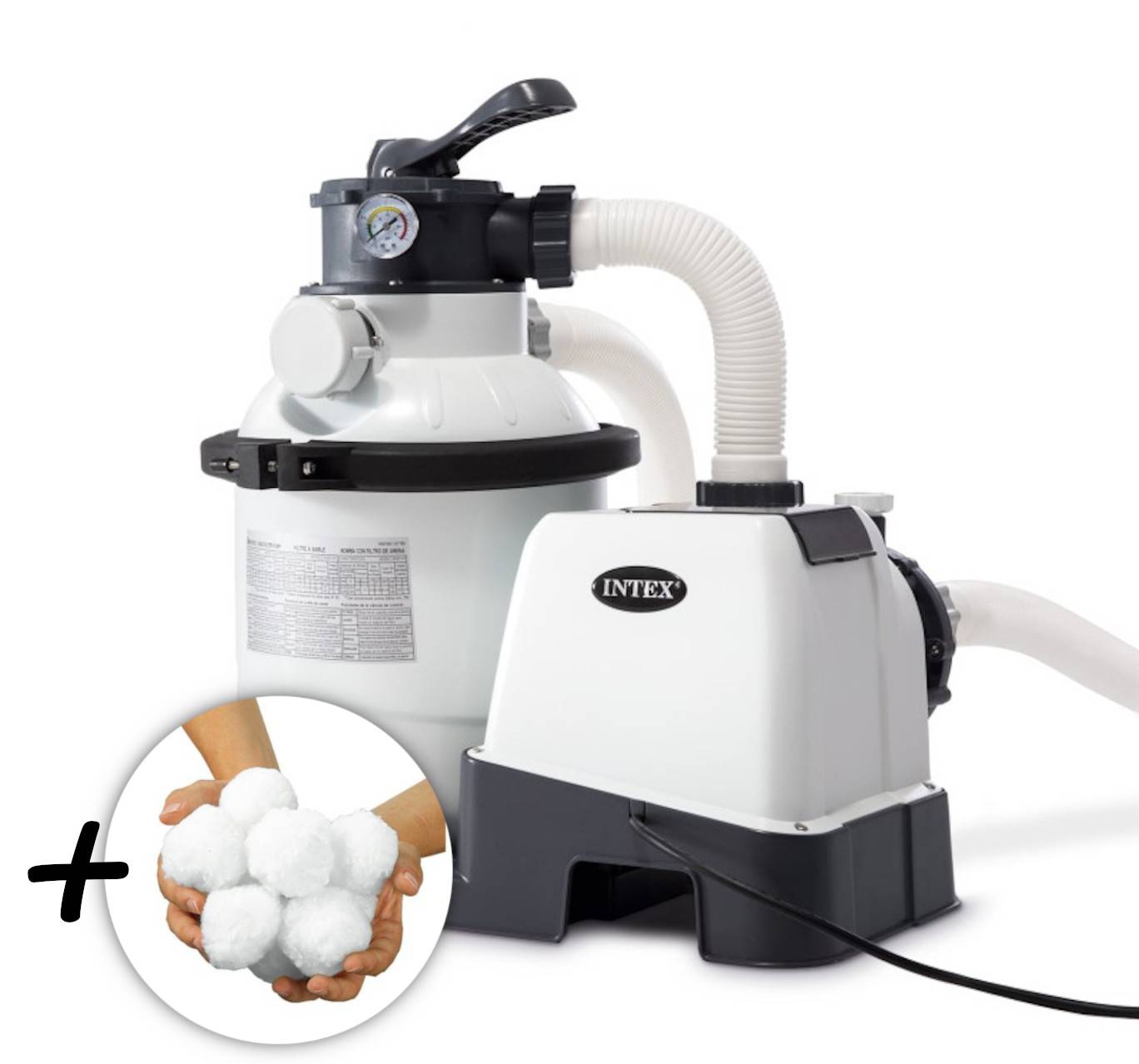 INTEX 26644GS - RCD Sandfilterpumpe (4,5m³l/hr, bis 20m³ Pool) + Filterkugeln (450g)