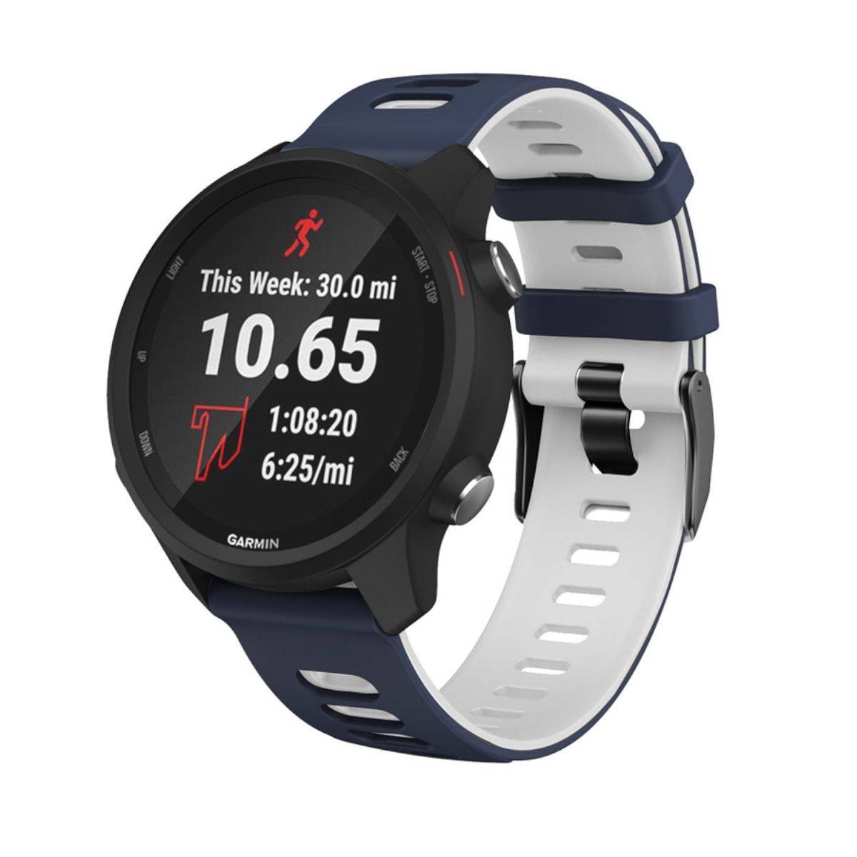 Für Garmin Vivoactive 4 Kunststoff / Silikon Armband Uhr Smart Watch Sport Blau / Weiß