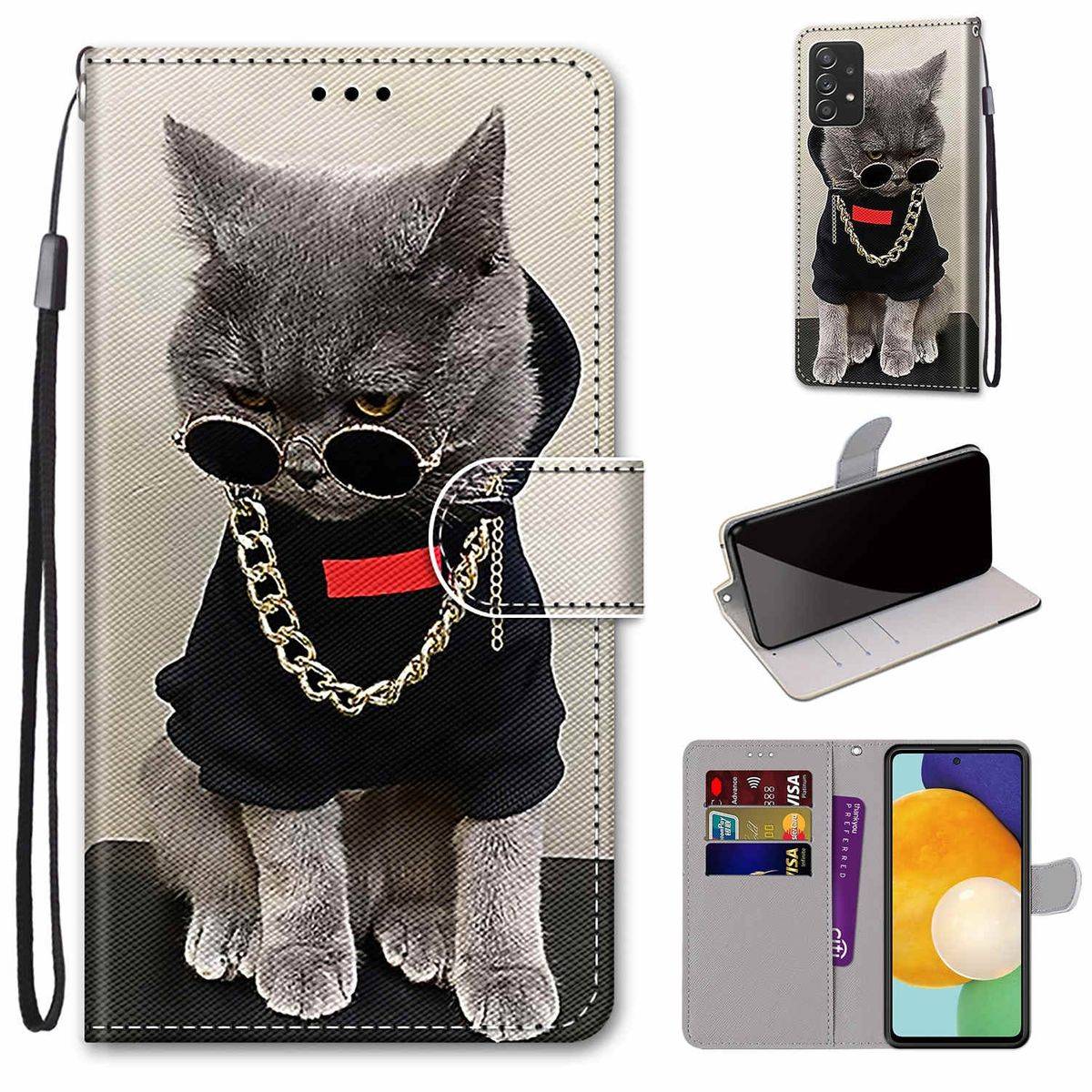 Für Samsung Galaxy A53 5G Kunstleder Handy Tasche Book Motiv 3 Schutz Hülle Case Cover Etui Neu