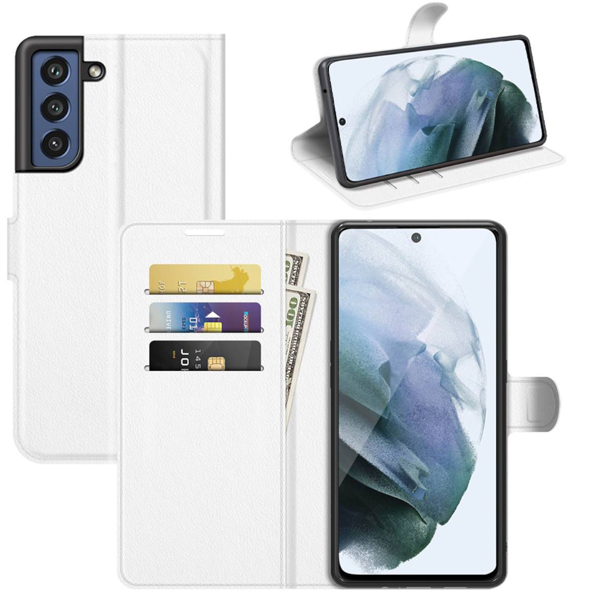 Für Samsung Galaxy S21 FE G990B Handy Tasche Wallet Premium Weiß Schutz Hülle Case Cover Etuis Neu Zubehör