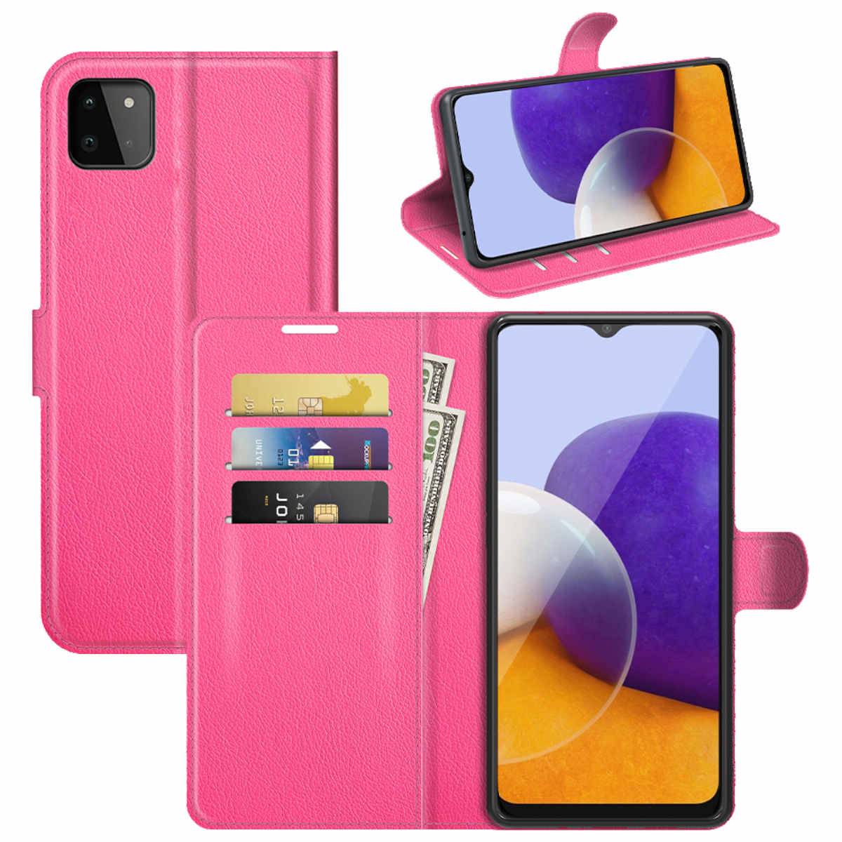 Für Samsung Galaxy A22 5G Handy Tasche Wallet Premium Pink Schutz Hülle Case Cover Etuis Neu Zubehör