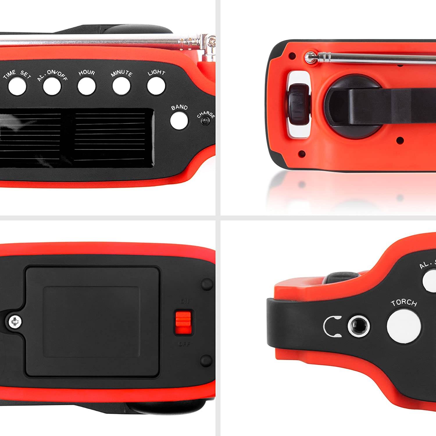 Duronic Apex Radio AM/FM - Mit Radiowecker und Taschenlampe - Aufladbar mit Solar, Kurbel und USB - 300mAh Akku