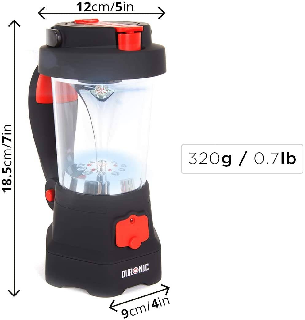 Duronic Hurricane Lampe - Campinglampe mit 3 LED Taschenlampe - 10 LED Laterne mit Dynamo - Aufladbar mit Kurbel und USB