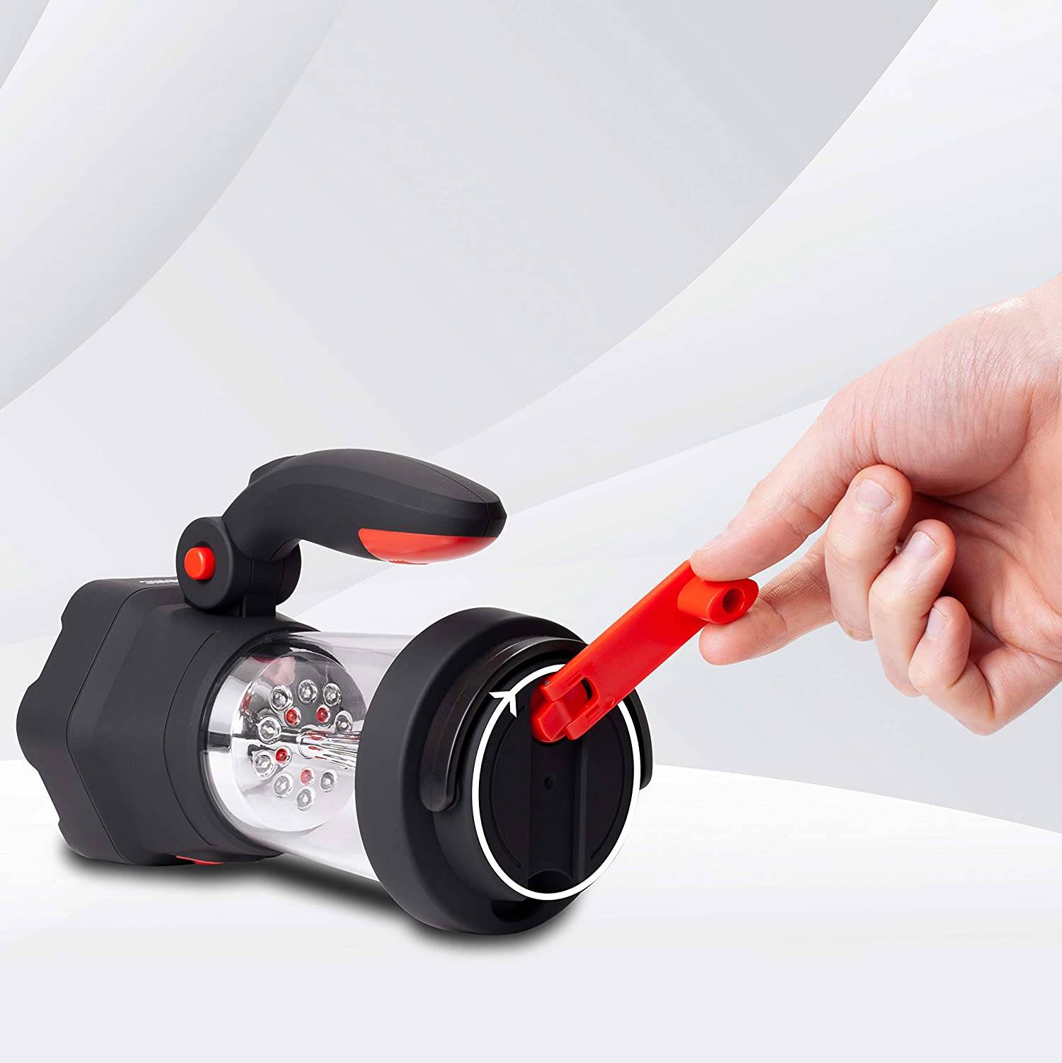 Duronic Hurricane Lampe - Campinglampe mit 3 LED Taschenlampe - 10 LED Laterne mit Dynamo - Aufladbar mit Kurbel und USB