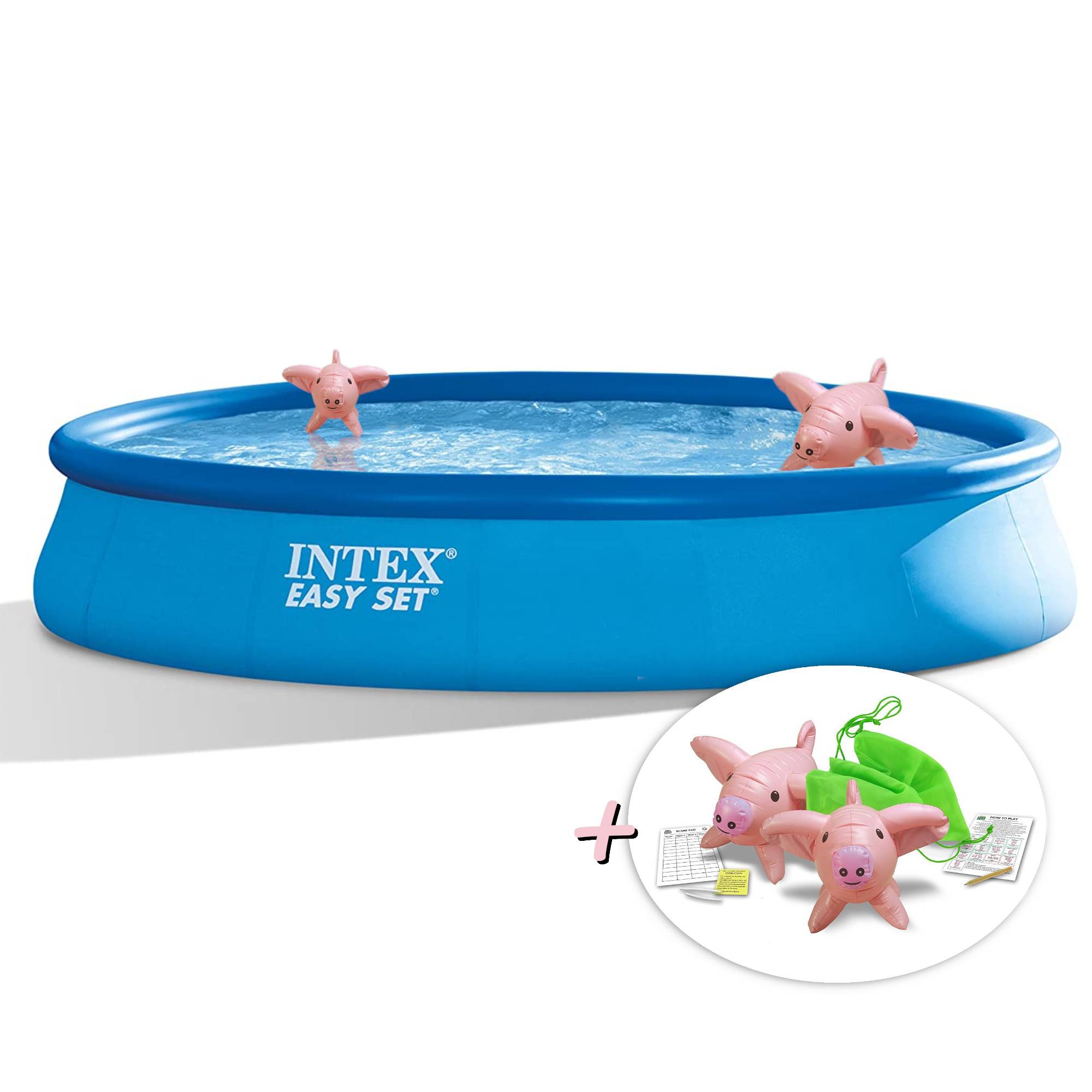 INTEX 28158GN Easy Set PoolSet inkl GS-Pumpe, 457x84cm + aufblasbare Schwimmtiere