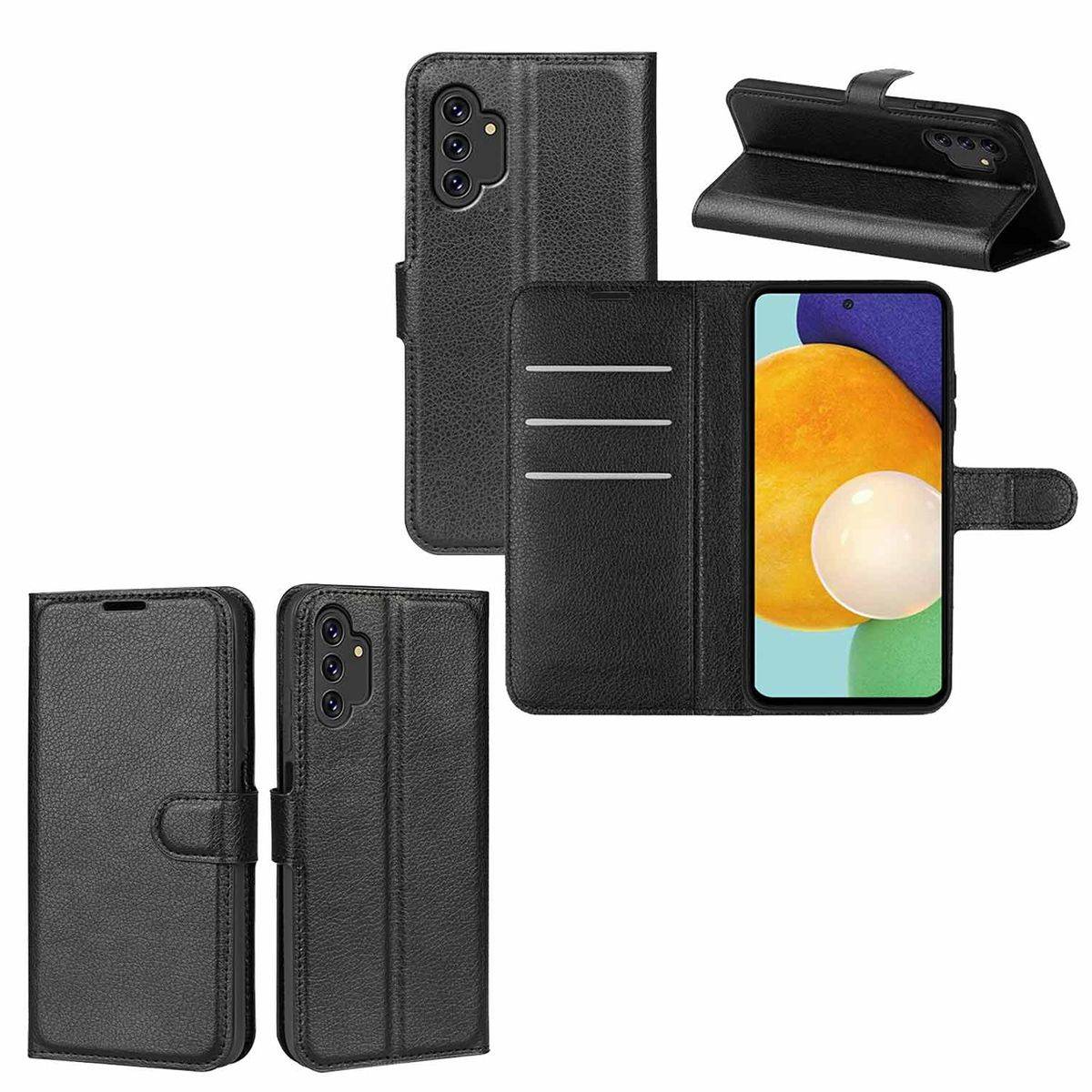 Für Samsung Galaxy A13 4G Handy Tasche Wallet Premium Schutz Hülle Case Cover Etuis Zubehör Schwarz