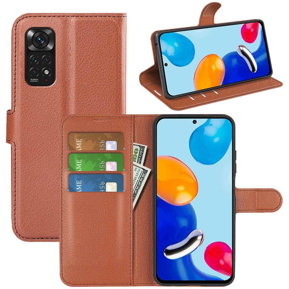 Für Xiaomi Redmi Note 11S / Note 11 4G Handy Tasche Wallet Premium Schutz Hülle Case Cover Etuis Neu Zubehör Braun