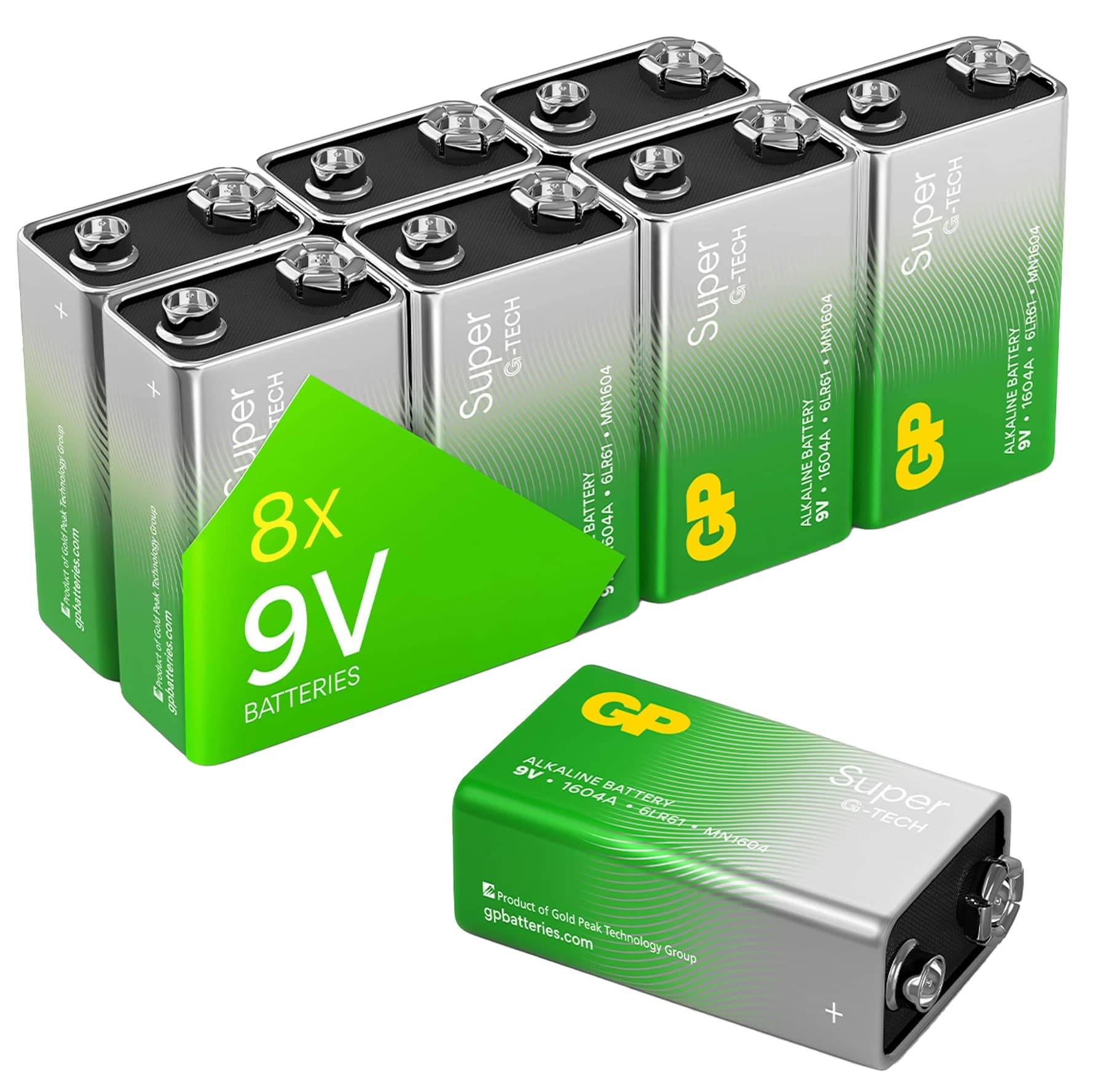 GP Super Alkaline-Batterie E-Block, 6LR61, MN1604, 9V, 8 Stück