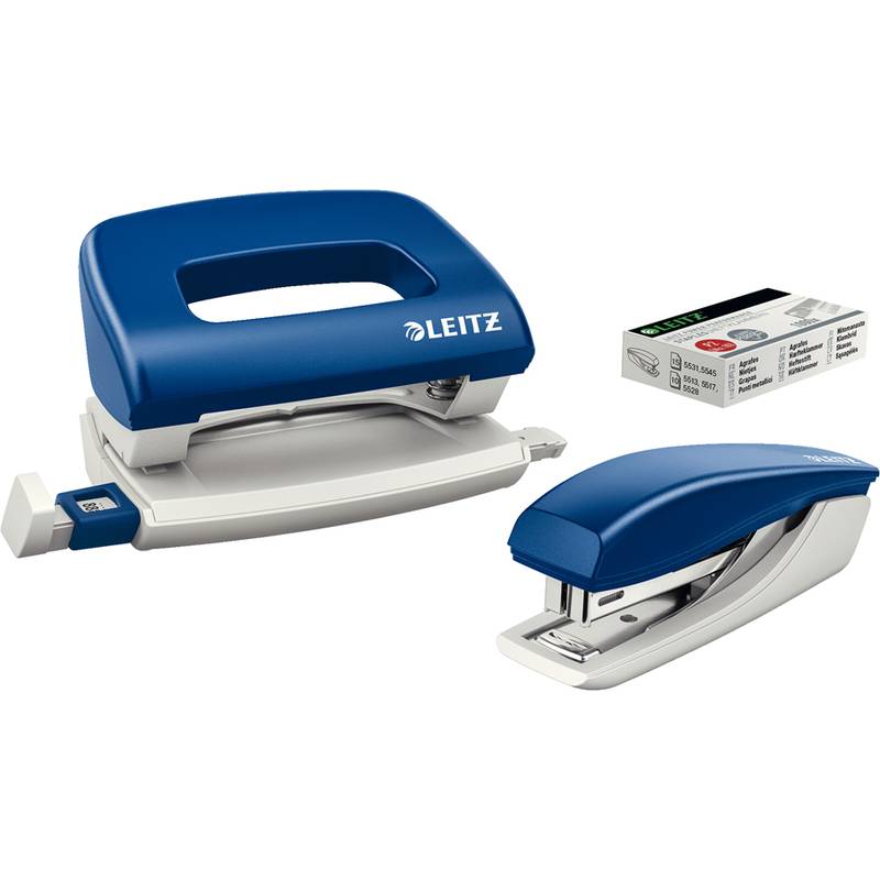 LEITZ Heftgerät- & Locher-Set, blau