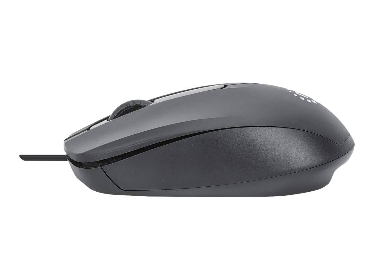 Manhattan Comfort II USB Wired Mouse, Black, 1000dpi, USB-A, Optical, Ambidextrous, Portable/Compact, Three Button with