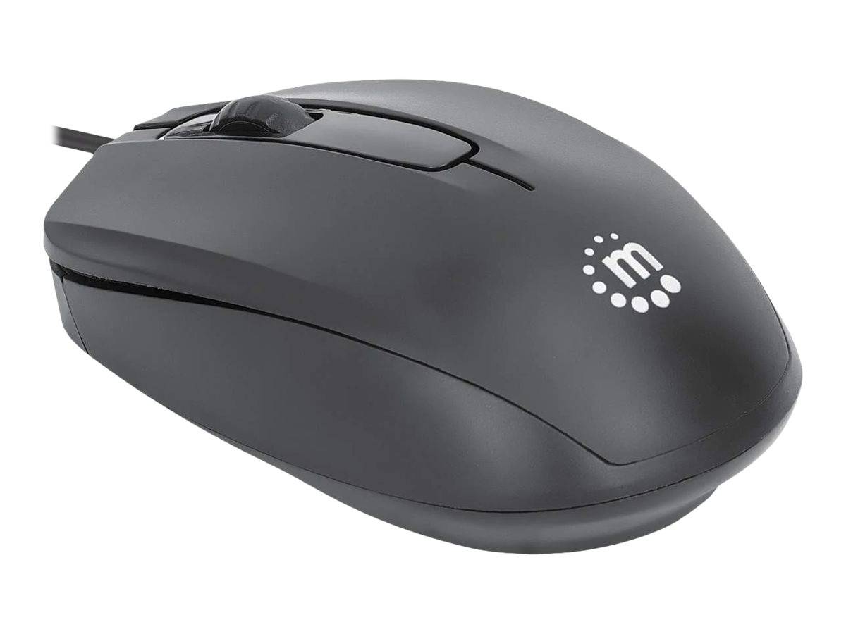 Manhattan Comfort II USB Wired Mouse, Black, 1000dpi, USB-A, Optical, Ambidextrous, Portable/Compact, Three Button with