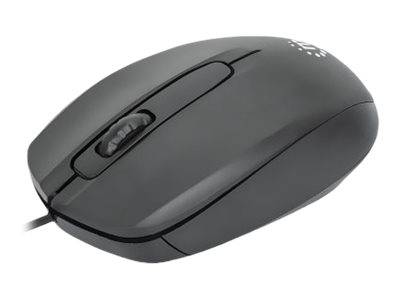 Manhattan Comfort II USB Wired Mouse, Black, 1000dpi, USB-A, Optical, Ambidextrous, Portable/Compact, Three Button with