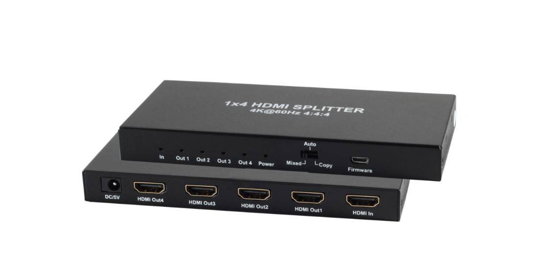 HDMI Splitter, 1x IN 4x OUT, 4K2K 60Hz 1 HDMI Eingang/ 4 HDMI Ausgänge , 4K2K (60Hz) 1080p (3D) YUV 4:4:4 , Energieverbrauch: max. 1W , Inkl