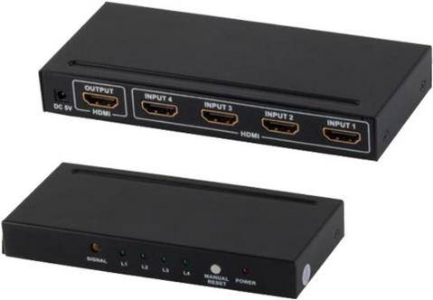 HDMI Umschalter, Metall, 4K30Hz, schwarz - HDMI: 4x1