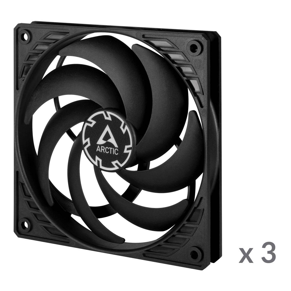 Arctic P12 Slim PWM PST - Gehäuselüfter - 120 mm - Schwarz (Packung mit 3)