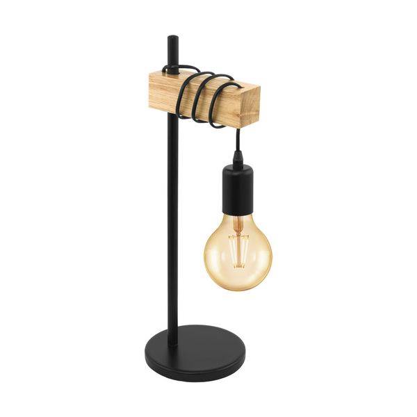 32918 Tischleuchte stahl sw Holz