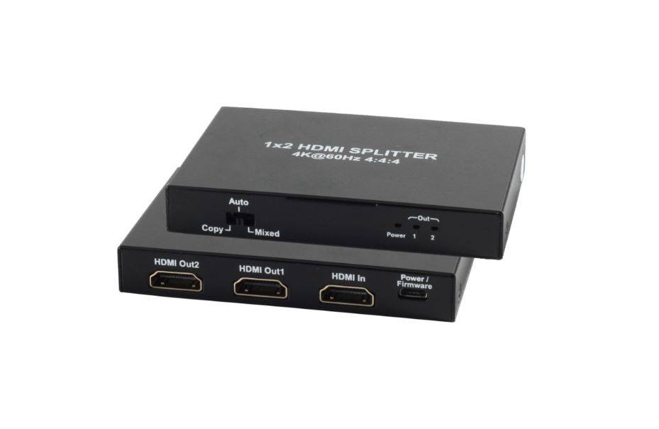 HDMI Splitter, 1x IN 2x OUT, 4K2K 60Hz 1 HDMI Eingang/ 2 HDMI Ausgänge , 4K2K (60Hz) 1080p (3D) YUV 4:4:4 , Energieverbrauch: max. 1W , Inkl