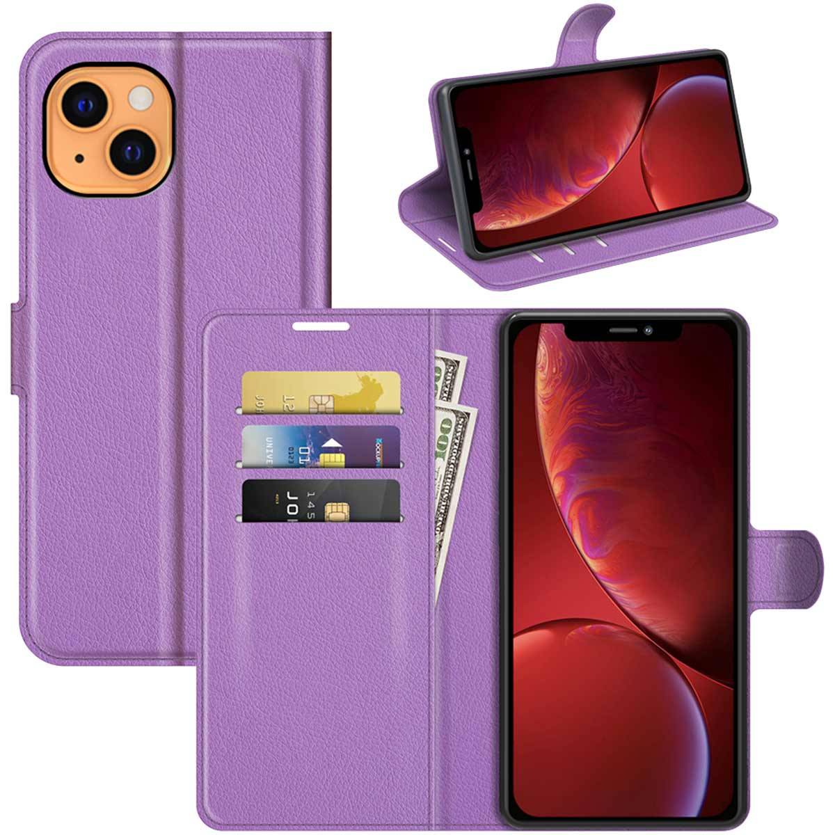 Für Apple iPhone 13 Handy Tasche Wallet Premium Lila Schutz Hülle Case Cover Etuis Neu Zubehör