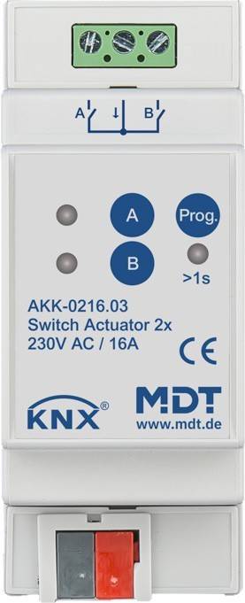 MDT technologies Schaltaktor 2-fach 2TE AKK-0216.03