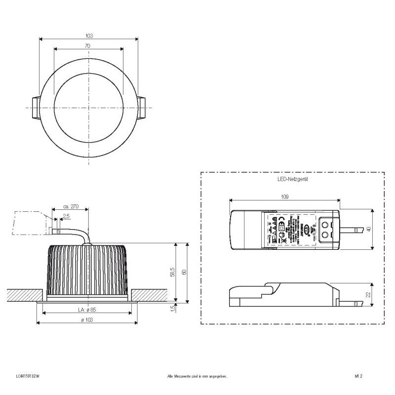 EVN Lichttechnik LED-Einbauleuchte LC441501D2W