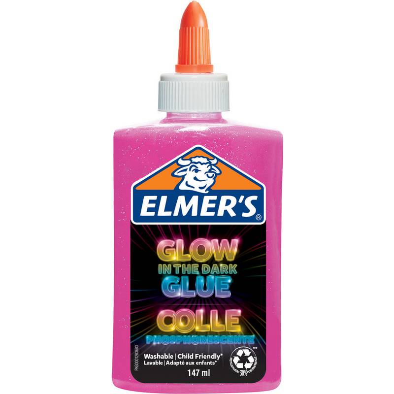 ELMER'S Glow in the Dark Bastelkleber, rosa, 147 ml