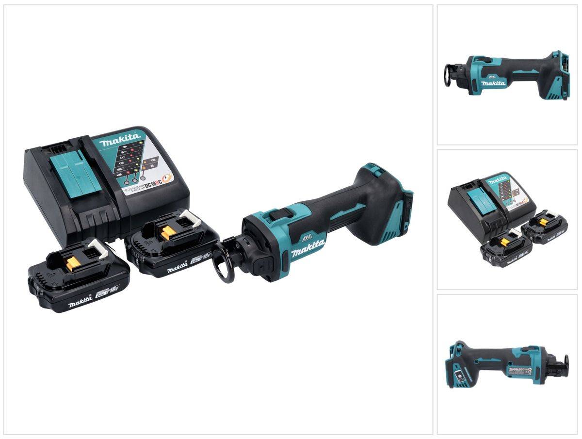 Makita DCO 181 RA Akku Rotationsschneider 18 V 32000 U/min Brushless + 2x Akku 2,0 Ah + Ladegerät
