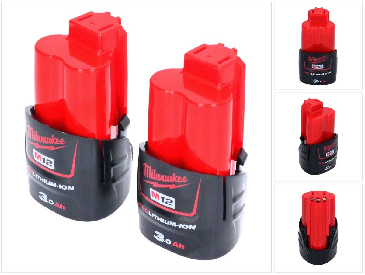 Milwaukee Akku Set 2x M12 B3 12 V 3,0 Ah / 3000 mAh Li-Ion ( 2x 4932451388 )