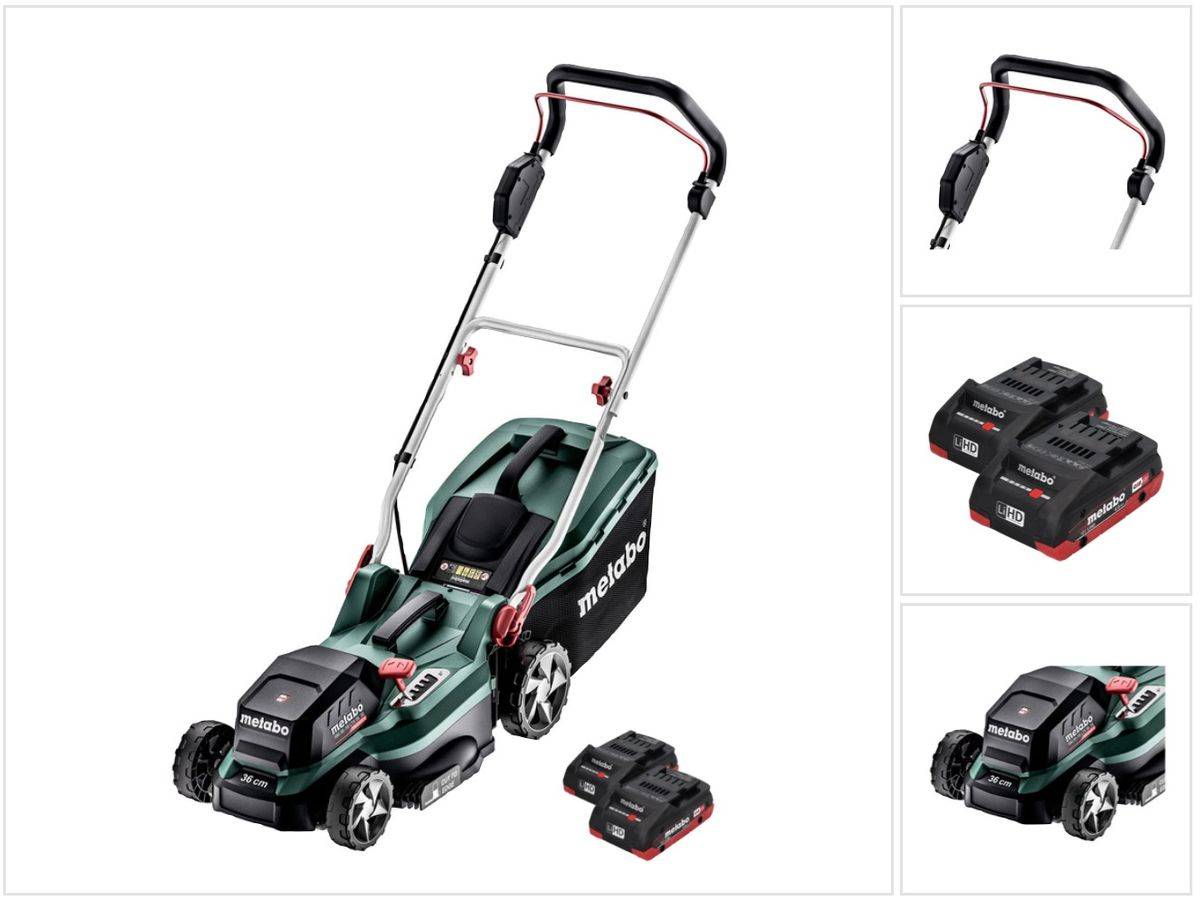 Metabo RM 36-18 LTX BL 36 Akku Rasenmäher 36 V ( 2x 18 V ) LTX Brushless + 2x Akku 4,0 Ah - ohne Ladegerät