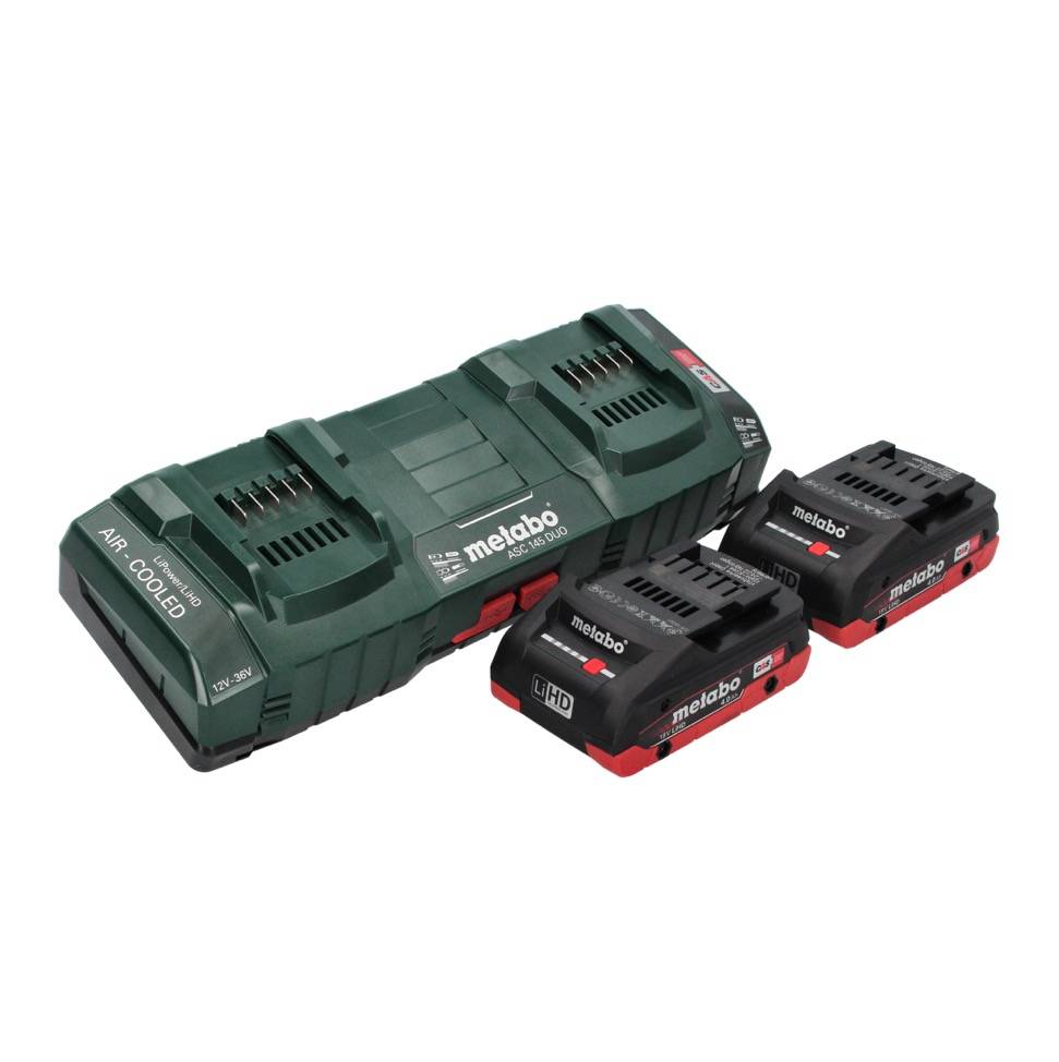 Metabo RM 36-18 LTX BL 36 Akku Rasenmäher 36 V ( 2x 18 V ) LTX Brushless + 2x Akku 4,0 Ah + Doppelladegerät