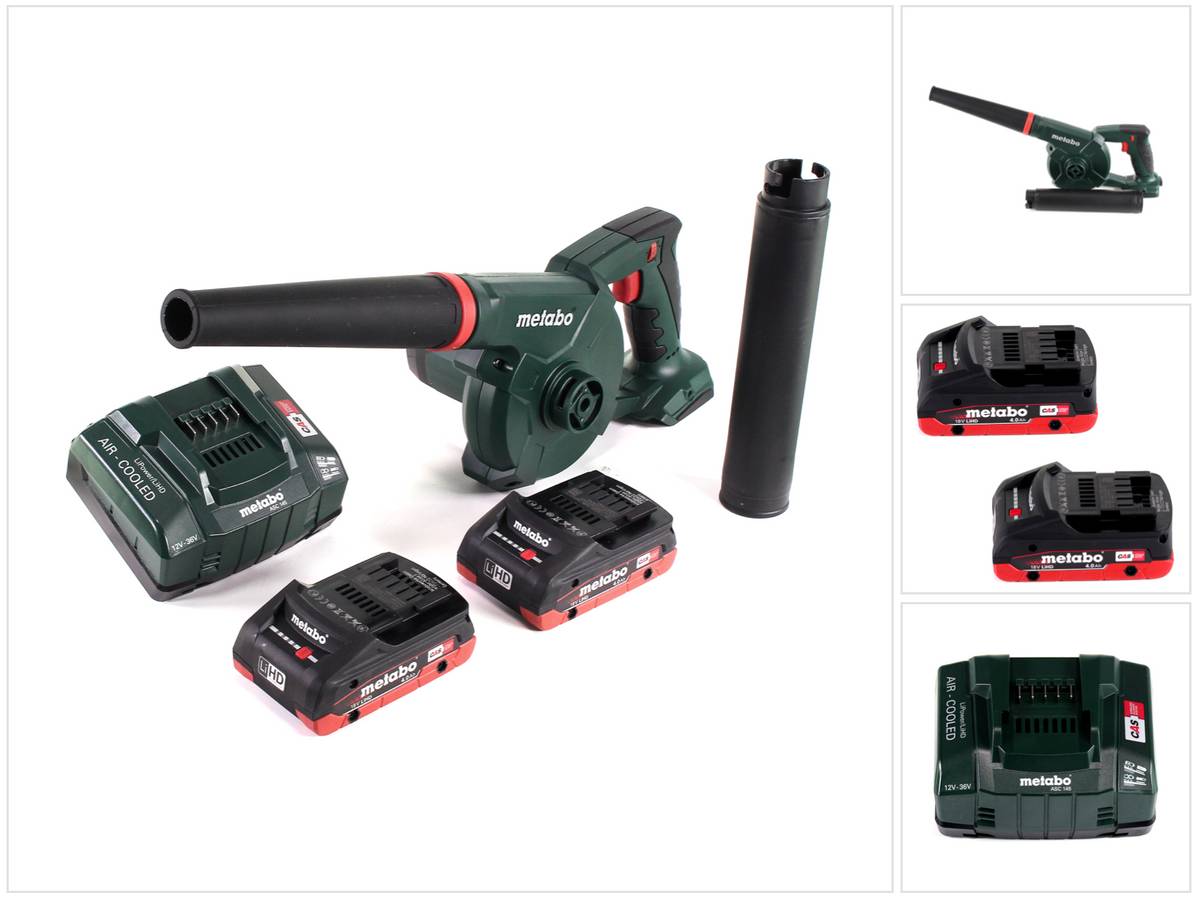Metabo AG 18 Akku Gebläse 18 V + 2x LiHD Akku 4,0 Ah + Ladegerät