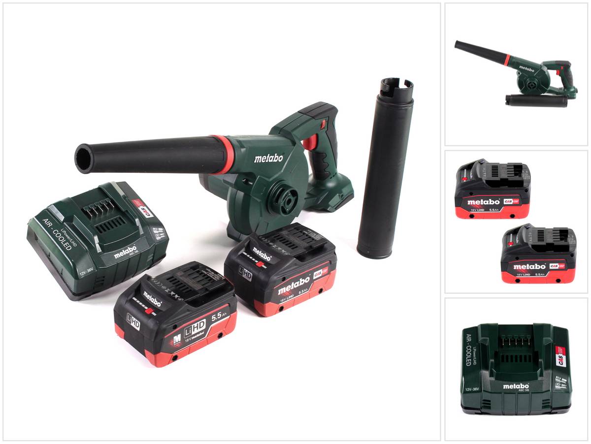 Metabo AG 18 Akku Gebläse 18 V + 2x LiHD Akku 5,5 Ah + Ladegerät