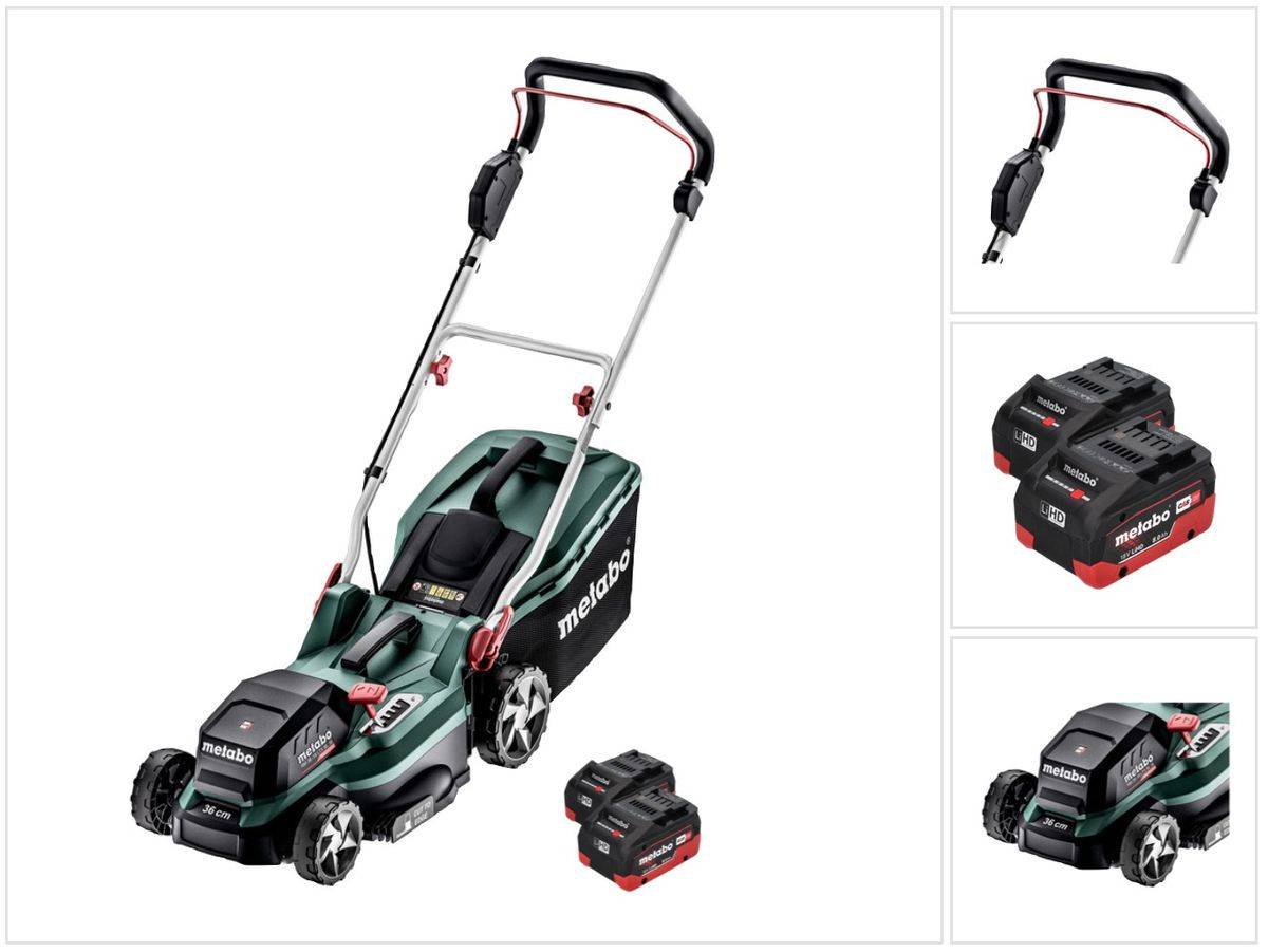 Metabo RM 36-18 LTX BL 36 Akku Rasenmäher 36 V ( 2x 18 V ) LTX Brushless + 2x Akku 8,0 Ah - ohne Ladegerät