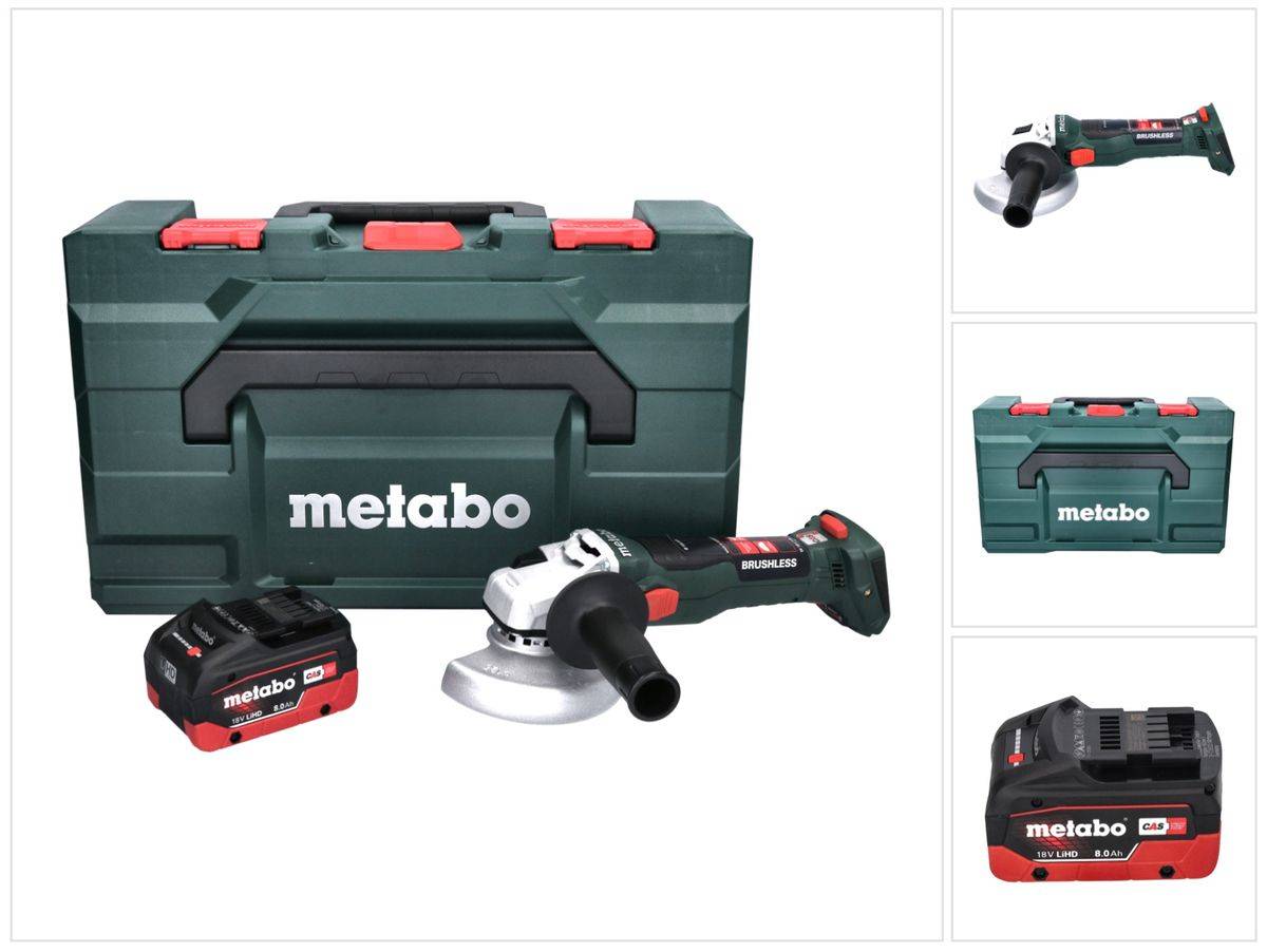Metabo W 18 LT BL 11-125 Akku Winkelschleifer 18 V 125 mm Brushless + 1x Akku 8,0 Ah + metaBOX - ohne Ladegerät