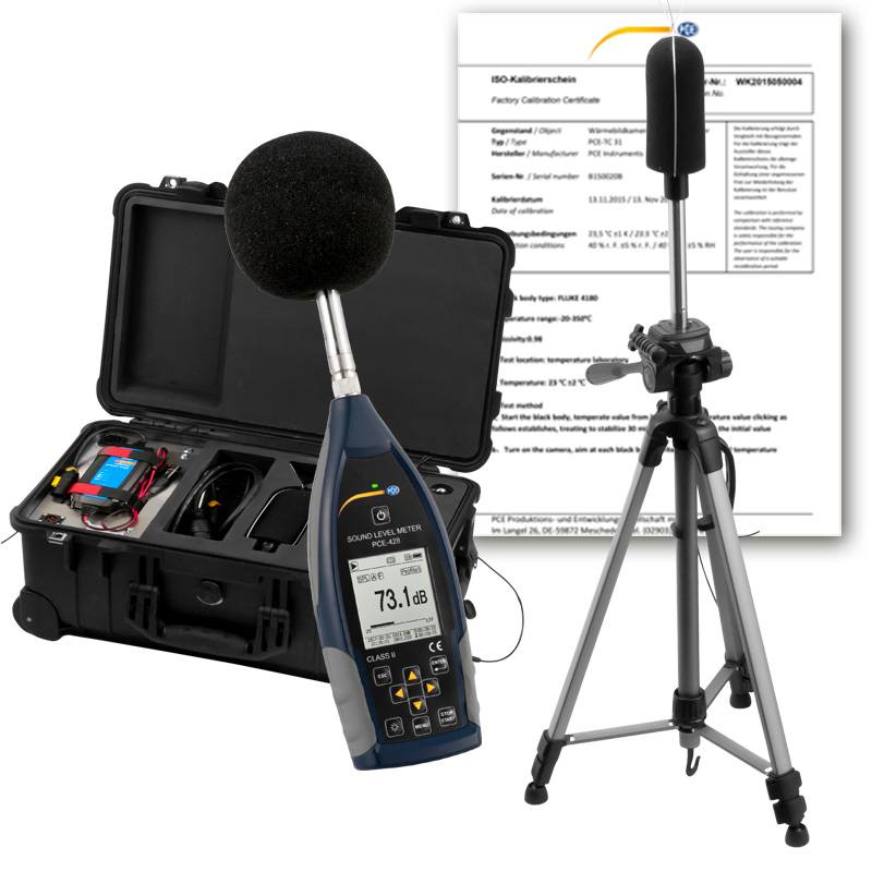 PCE Instruments PCE-428-EKIT-ICA Schallpegelmesser inkl. ISO-Zertifikat 25 - 136 db(A) 20 HZ - 12,5 kHz