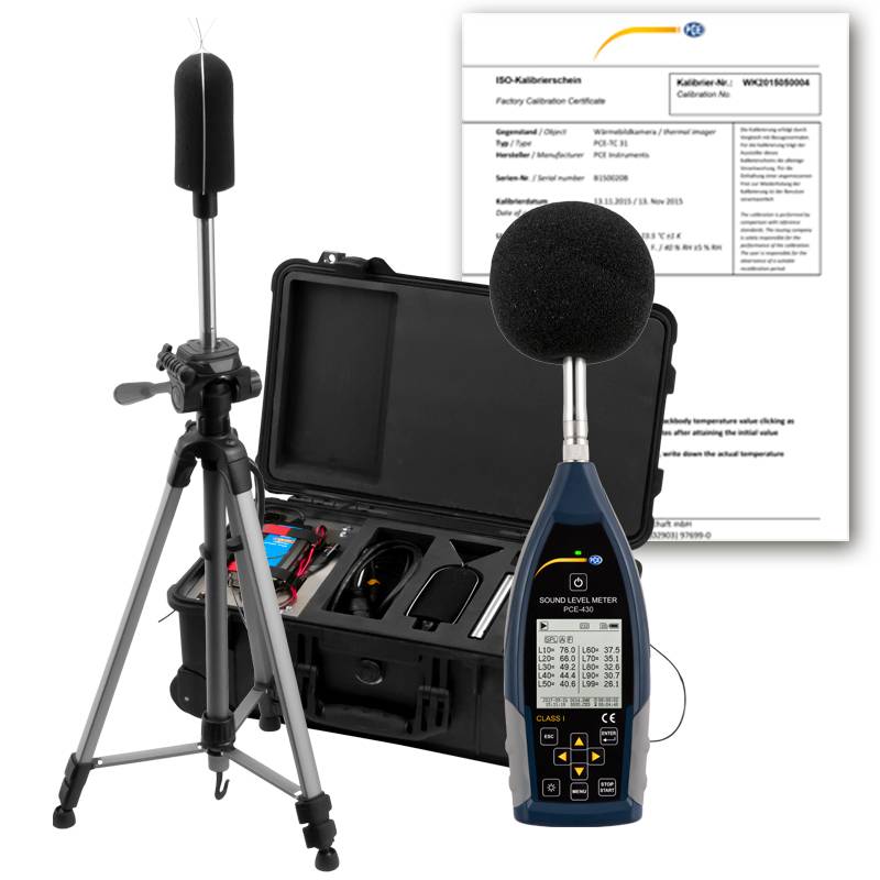 PCE Instruments PCE-430-EKIT-ICA Schallpegelmesser inkl. ISO-Zertifikat 22-136 db(A) 3 Hz-20 kHz Genauigkeit Klasse 1
