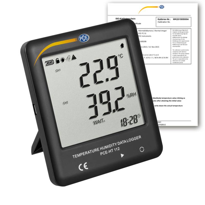 PCE Instruments PCE-HT 112-ICA Klimalogger für Temperatur & Feuchte inkl. ISO-Zertifikat |25920 Messwertspeicher |USB