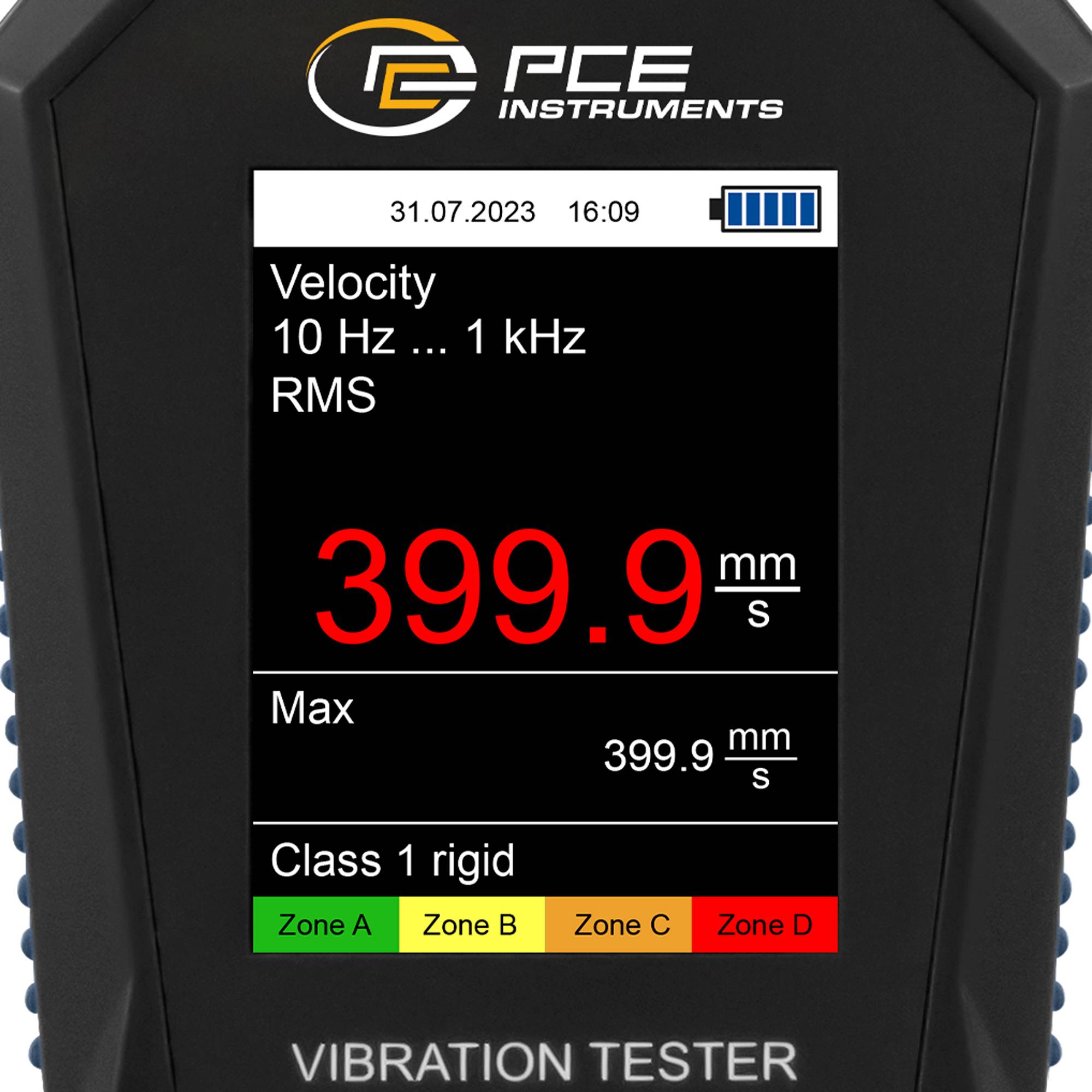PCE Instruments Vibrationsmessgerät PCE-VT 3900-ICA inkl. ISO-Zertifikat |FFT Analyse |Routenmessung |ISO 10816-3